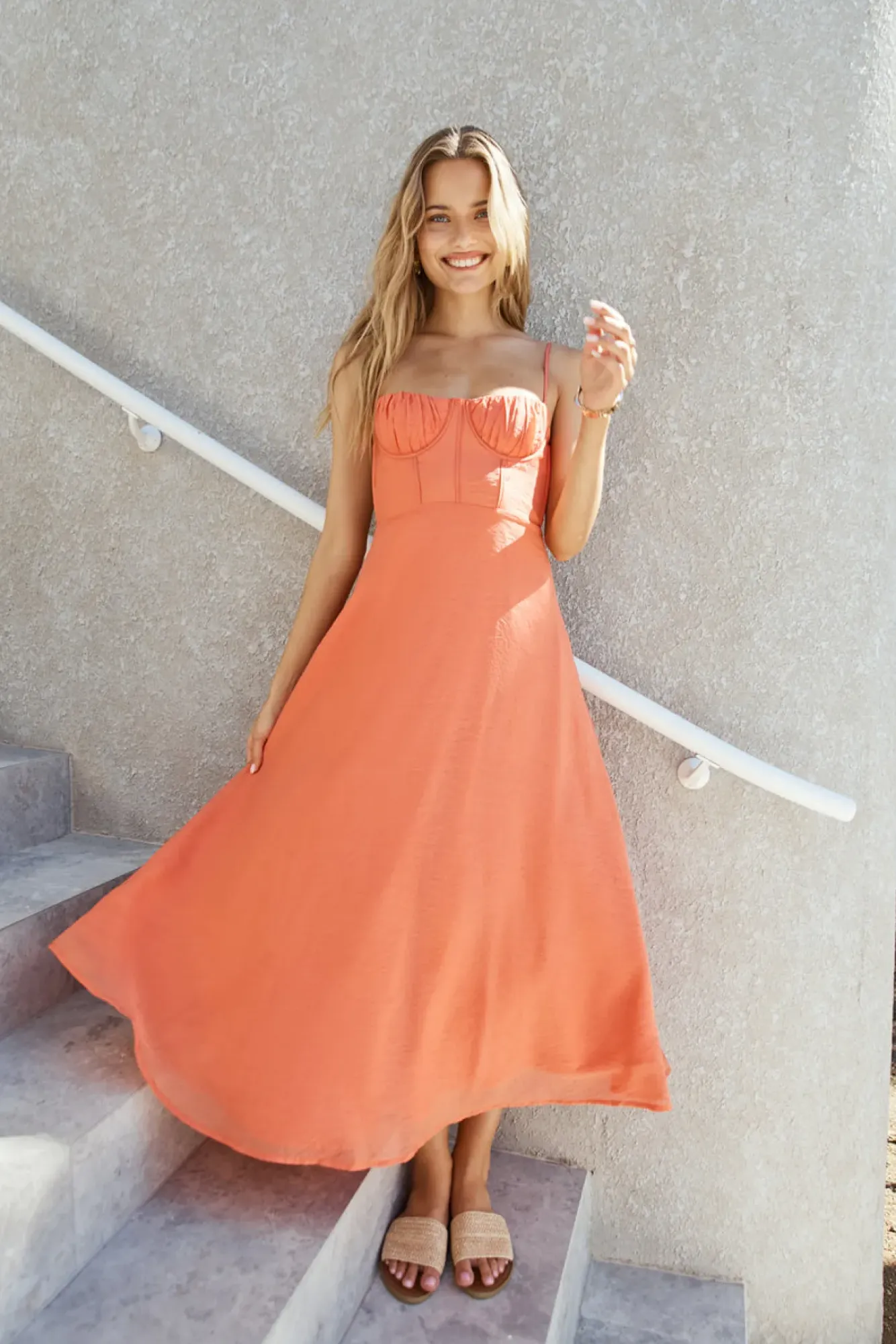 Cocktail Dresses|Vacation Dresses>Hello Molly Best Dressed Maxi Dress Orange