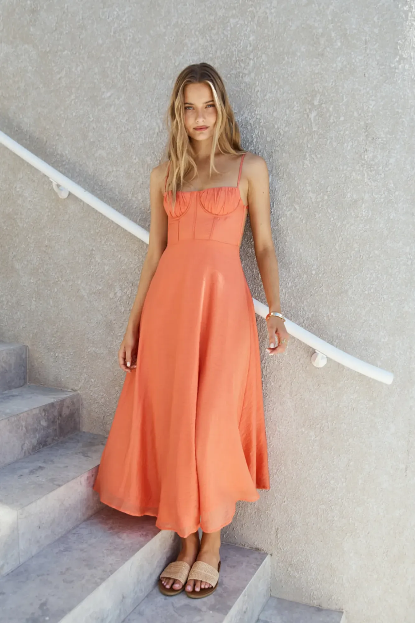 Cocktail Dresses|Vacation Dresses>Hello Molly Best Dressed Maxi Dress Orange