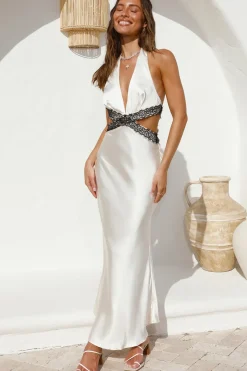 Formal Dresses|Cocktail Dresses>Hello Molly Between Us Maxi Dress Oyster