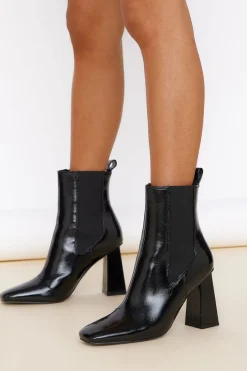 Boots>Billini Karina Boot Black Crinkle Patent