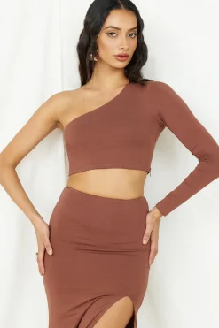 Long Sleeve|Cropped>Hello Molly Birds Are Singing Crop Top Brown