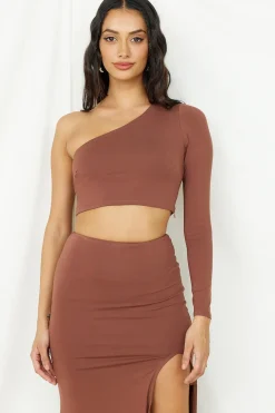 Long Sleeve|Cropped>Hello Molly Birds Are Singing Crop Top Brown