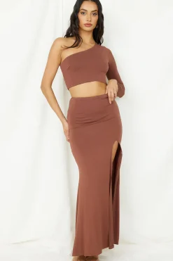 Long Sleeve|Cropped>Hello Molly Birds Are Singing Crop Top Brown
