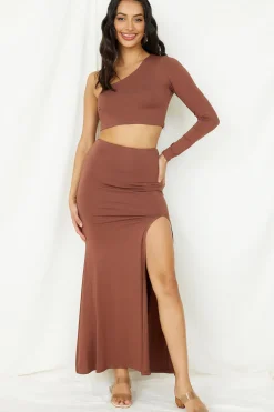 Skirts|Skirt And Top Sets>Hello Molly Birds Are Singing Maxi Skirt Brown