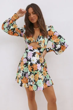 Spring Break Dresses|Summer Dresses>Hello Molly Black Velvet Dress Floral