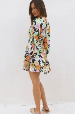 Spring Break Dresses|Summer Dresses>Hello Molly Black Velvet Dress Floral