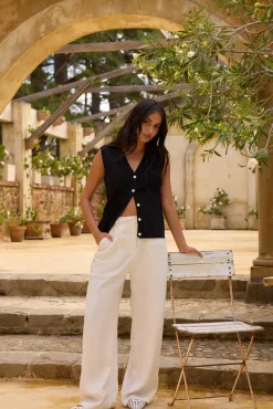 Fashion Tops And Vests|Cropped>Hello Molly Blair Vest Top Black