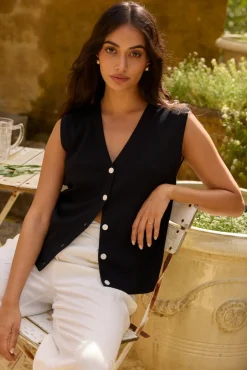 Fashion Tops And Vests|Cropped>Hello Molly Blair Vest Top Black