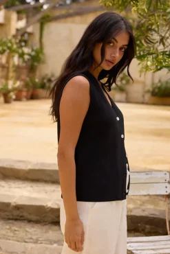 Fashion Tops And Vests|Cropped>Hello Molly Blair Vest Top Black