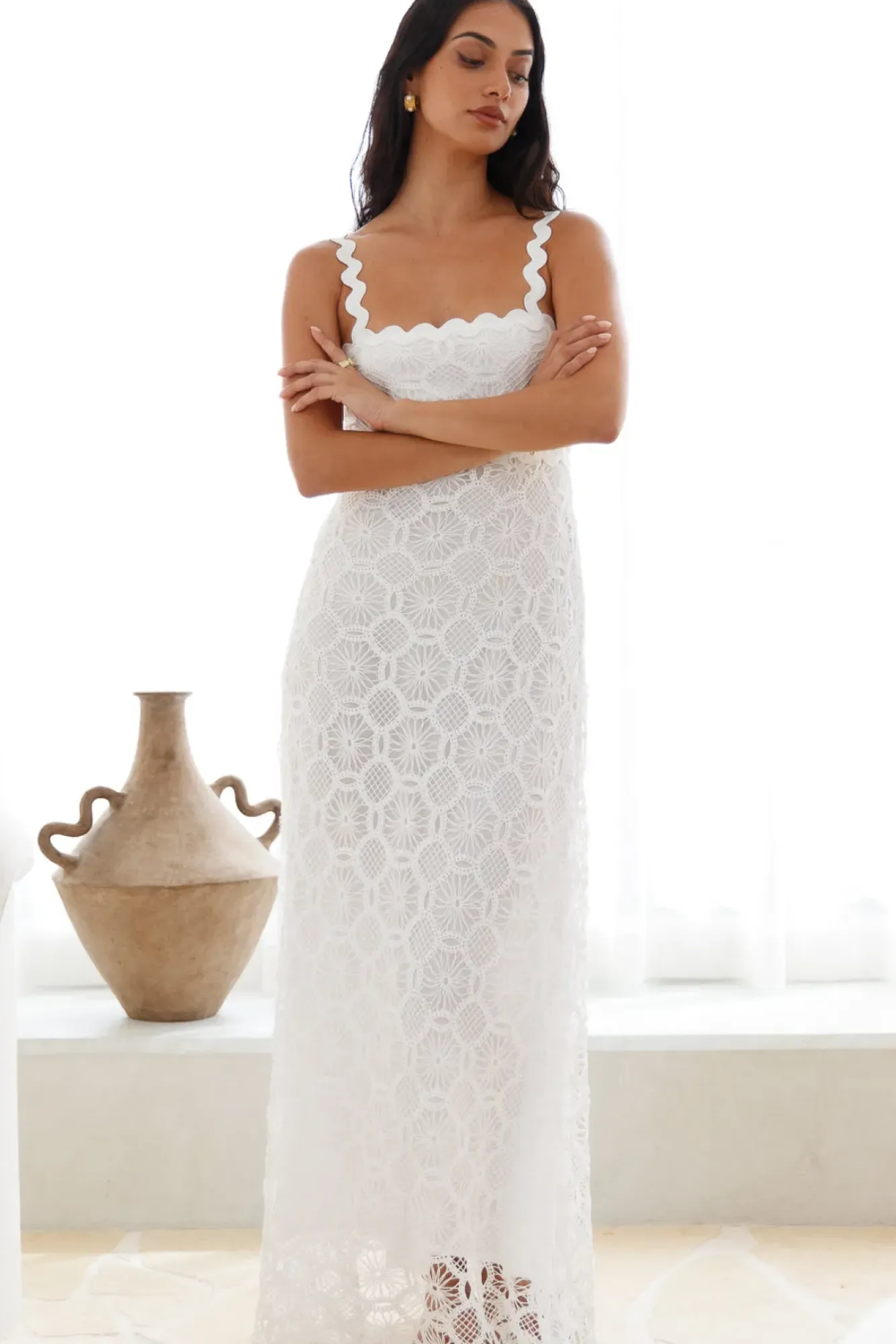 Cocktail Dresses|Vacation Dresses>Hello Molly Blanca Maxi Dress White
