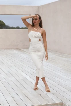 Cocktail Dresses|Date Night Dresses>Hello Molly Blind Date Midi Dress Beige