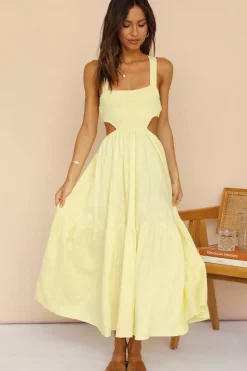 Spring Break Dresses|Bump Friendly>Hello Molly Blink Twice Maxi Dress Yellow