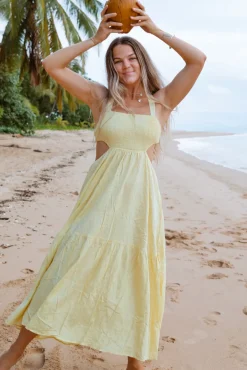 Spring Break Dresses|Bump Friendly>Hello Molly Blink Twice Maxi Dress Yellow