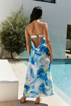 Wedding Guest Dresses|Vacation Dresses>Hello Molly Bliss Cove Strapless Midi Dress Blue