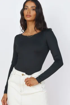 Long Sleeve|Cropped>Hello Molly Blooming Beauty Bodysuit Black