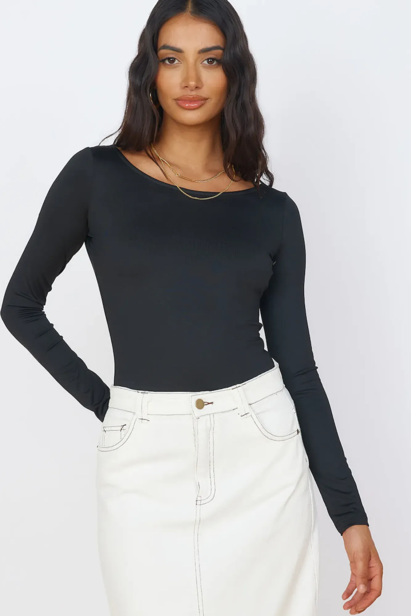 Long Sleeve|Cropped>Hello Molly Blooming Beauty Bodysuit Black