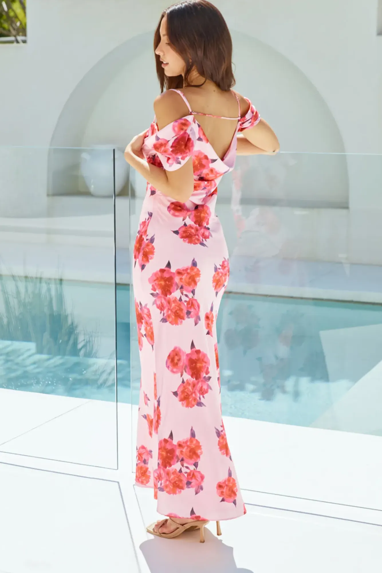 Wedding Guest Dresses|Cocktail Dresses>Hello Molly Blooming Love Satin Maxi Dress Pink