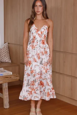 Vacation Dresses|Spring Break Dresses>Hello Molly Blooming Path Maxi Dress Orange