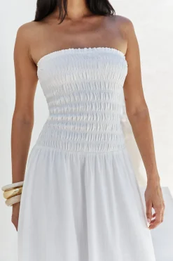 White Dresses|Strapless Dresses>Hello Molly Blossom Bay Strapless Maxi Dress White