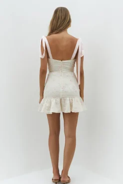 Cocktail Dresses|Date Night Dresses>Hello Molly Blossom Embellish Mini Dress Cream