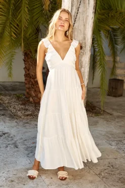 Vacation Dresses|Brunch Dresses>Hello Molly Blossoming Love Maxi Dress White