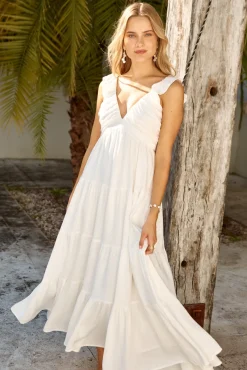 Vacation Dresses|Brunch Dresses>Hello Molly Blossoming Love Maxi Dress White