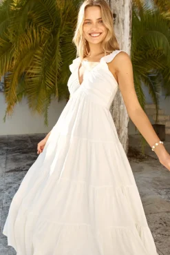 Vacation Dresses|Brunch Dresses>Hello Molly Blossoming Love Maxi Dress White
