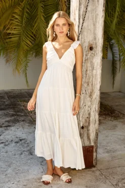 Vacation Dresses|Brunch Dresses>Hello Molly Blossoming Love Maxi Dress White