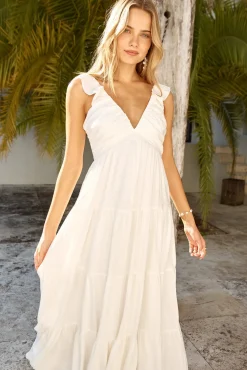 Vacation Dresses|Brunch Dresses>Hello Molly Blossoming Love Maxi Dress White