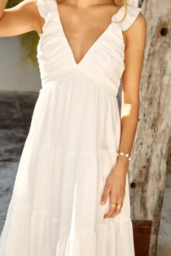 Vacation Dresses|Brunch Dresses>Hello Molly Blossoming Love Maxi Dress White