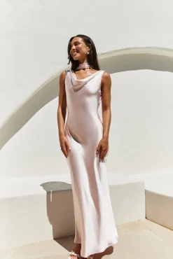 Wedding Guest Dresses|Formal Dresses>Hello Molly Blossom Kisses Satin Maxi Dress Pink
