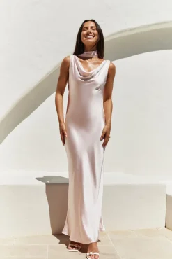 Wedding Guest Dresses|Formal Dresses>Hello Molly Blossom Kisses Satin Maxi Dress Pink