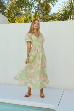 Vacation Dresses|Spring Break Dresses>Hello Molly Blossom Season Maxi Dress Green
