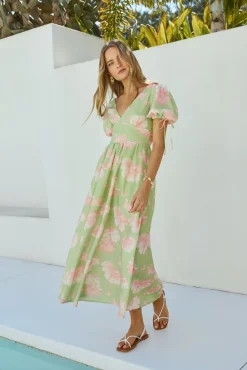 Vacation Dresses|Spring Break Dresses>Hello Molly Blossom Season Maxi Dress Green