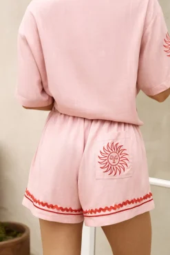 Shorts>Hello Molly Blushing Beauty Linen Shorts Pink