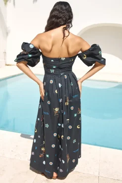 Brunch Dresses|Summer Dresses>Hello Molly Bonnie Off Shoulder Maxi Dress Black