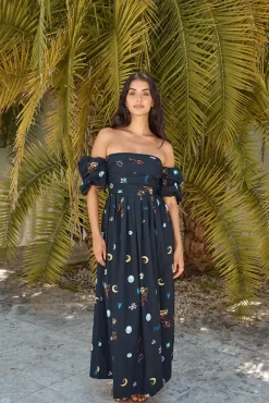 Brunch Dresses|Summer Dresses>Hello Molly Bonnie Off Shoulder Maxi Dress Black