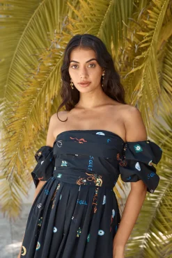 Brunch Dresses|Summer Dresses>Hello Molly Bonnie Off Shoulder Maxi Dress Black