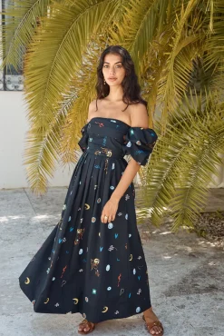 Brunch Dresses|Summer Dresses>Hello Molly Bonnie Off Shoulder Maxi Dress Black