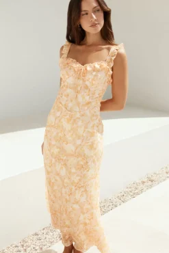 Vacation Dresses|Brunch Dresses>Hello Molly Botanica Maxi Dress Orange