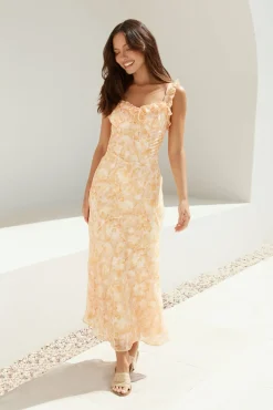 Vacation Dresses|Brunch Dresses>Hello Molly Botanica Maxi Dress Orange