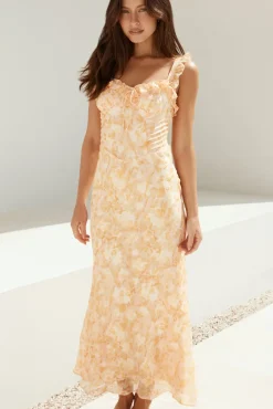 Vacation Dresses|Brunch Dresses>Hello Molly Botanica Maxi Dress Orange