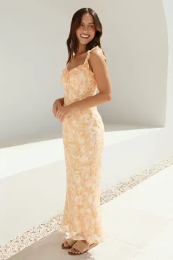 Vacation Dresses|Brunch Dresses>Hello Molly Botanica Maxi Dress Orange