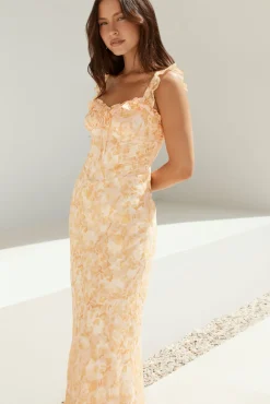 Vacation Dresses|Brunch Dresses>Hello Molly Botanica Maxi Dress Orange