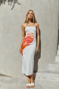 Cocktail Dresses|Date Night Dresses>Hello Molly Bouquet Blooms Maxi Dress Orange