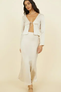 Tank Tops And Singlets|Long Sleeve>Hello Molly Bouquet of Flowers Top Champagne
