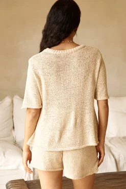 Two-Piece Shorts Set>Hello Molly Breakfast In Bed Knit Set Beige