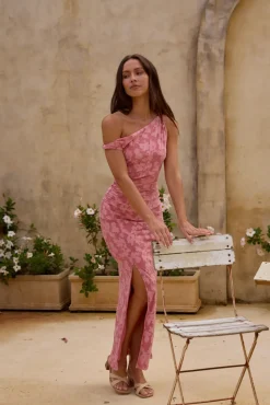 Formal Dresses|Cocktail Dresses>Hello Molly Breeze of Pink Maxi Dress Pink