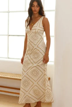 Vacation Dresses|Spring Break Dresses>Hello Molly Breezy Blaze Maxi Dress Beige