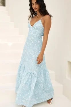 Spring Break Dresses|Brunch Dresses>Hello Molly Bright Skies Maxi Dress Blue